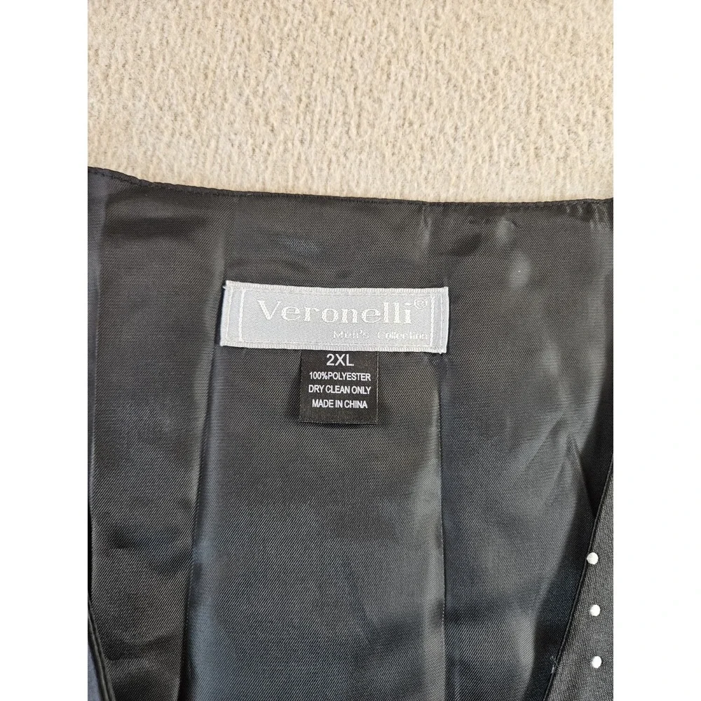 Veronelli Men's 2XL Black White Polka Dot Tuxedo Vest & Bow Tie Formal
